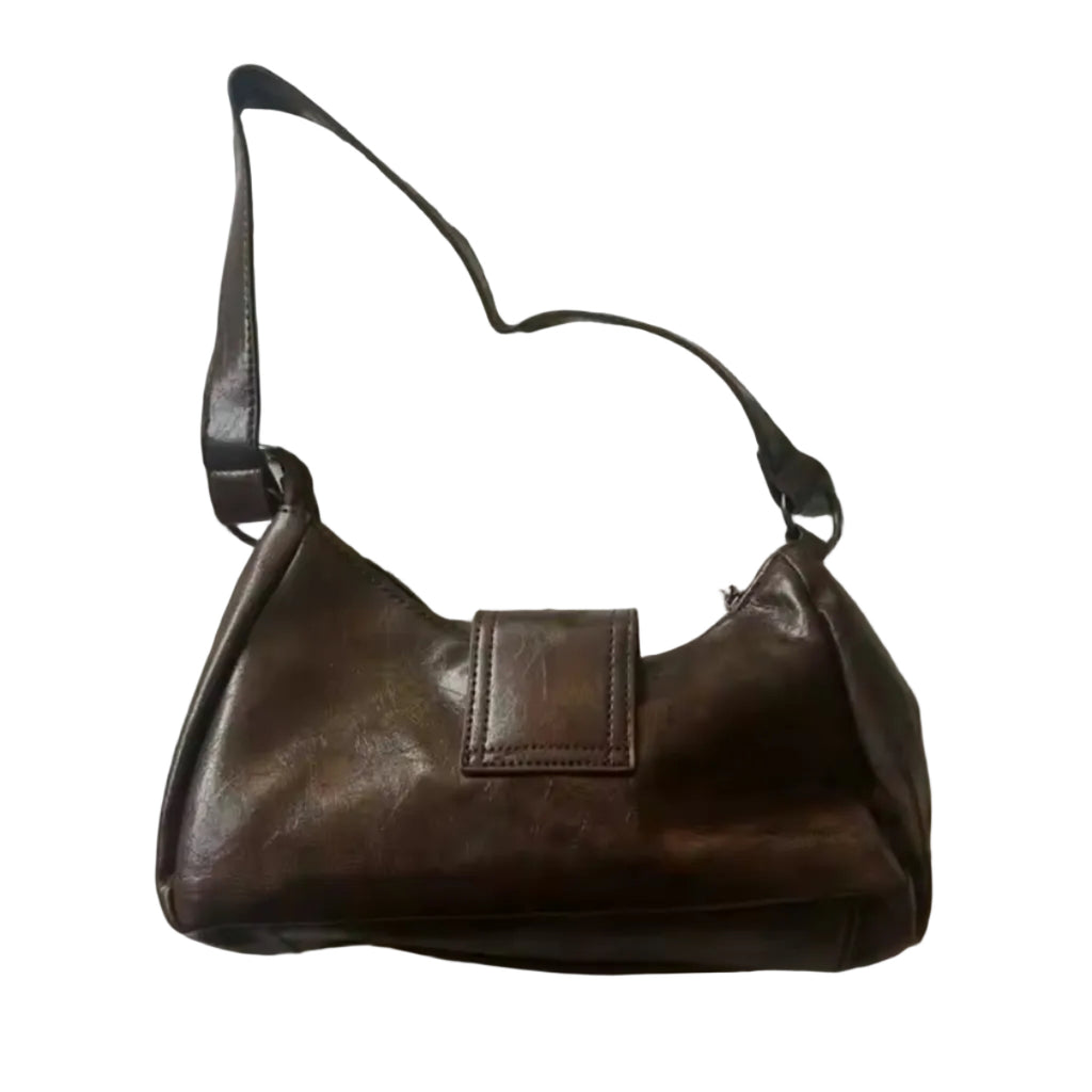 Brown Leather Shoulder Bag With Adjustable Strap