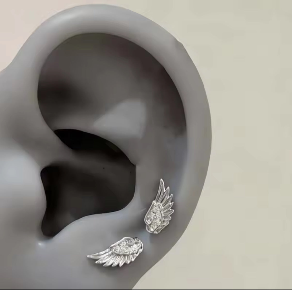 Angel Wings Earrings with Rhinestones