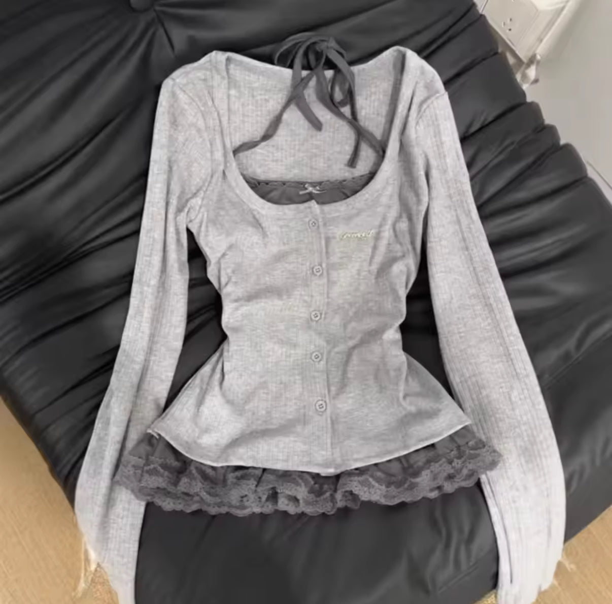 Women Korean Fashion Coquette Shoujo Girl Ballet Core Top Set 2000s Aesthetic T-Shirt Long Sleeve Tee Gyaru Design Vintage