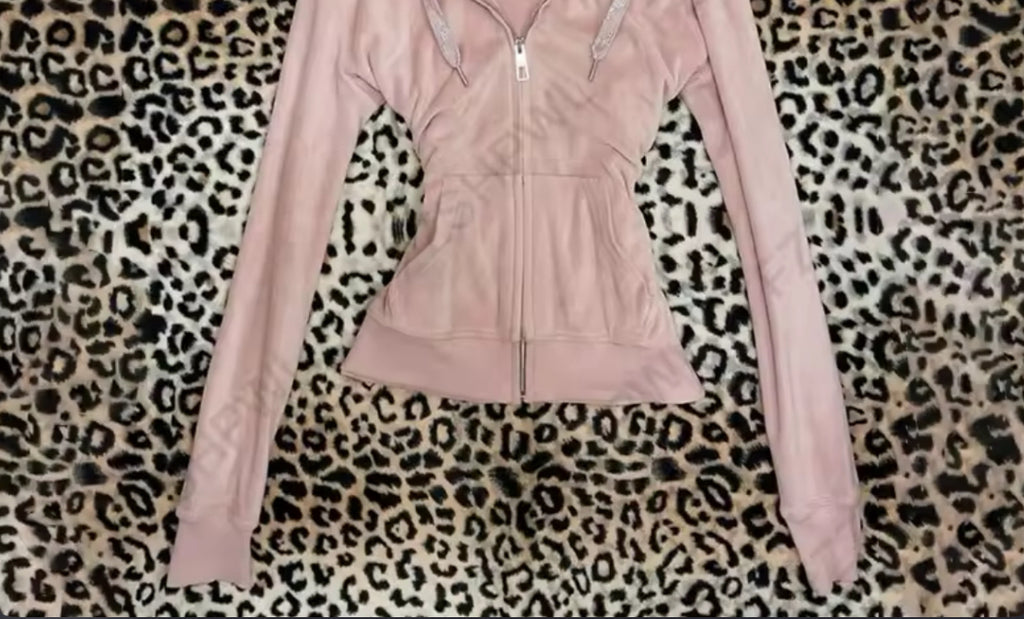 Pink faux fur lined zip up hoodie