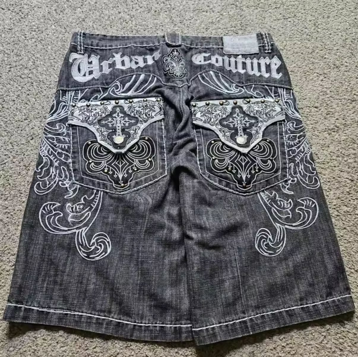 Y2K New Popular Denim Shorts Patch Vintage Shorts Men Women Street Hip Hop Fashion Punk Loose jorts