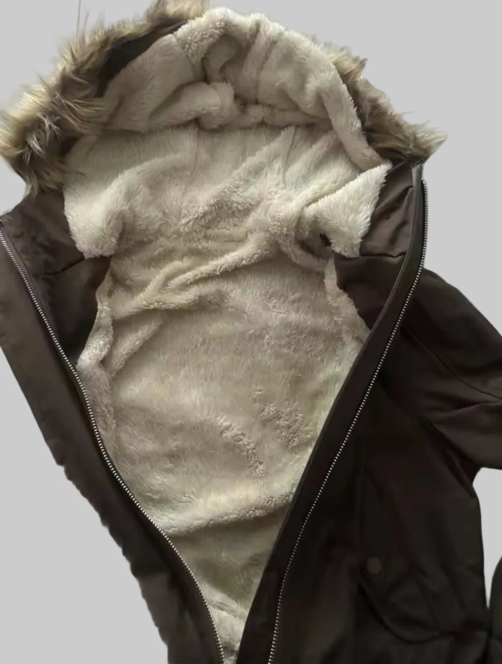 Vintage Faux Fur Hooded Jacket