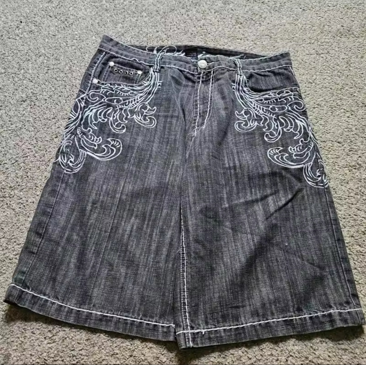 Y2K New Popular Denim Shorts Patch Vintage Shorts Men Women Street Hip Hop Fashion Punk Loose jorts