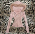 Pink faux fur lined zip up hoodie