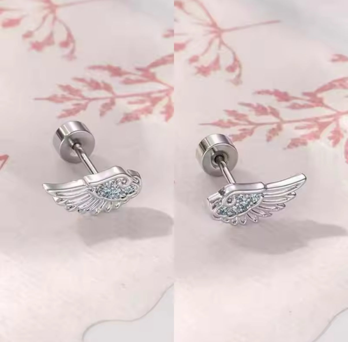 Angel Wings Earrings with Rhinestones