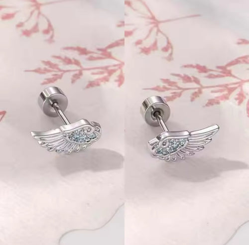Angel Wings Earrings with Rhinestones