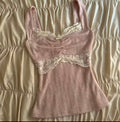 Pink Lace Corset Top With Straps