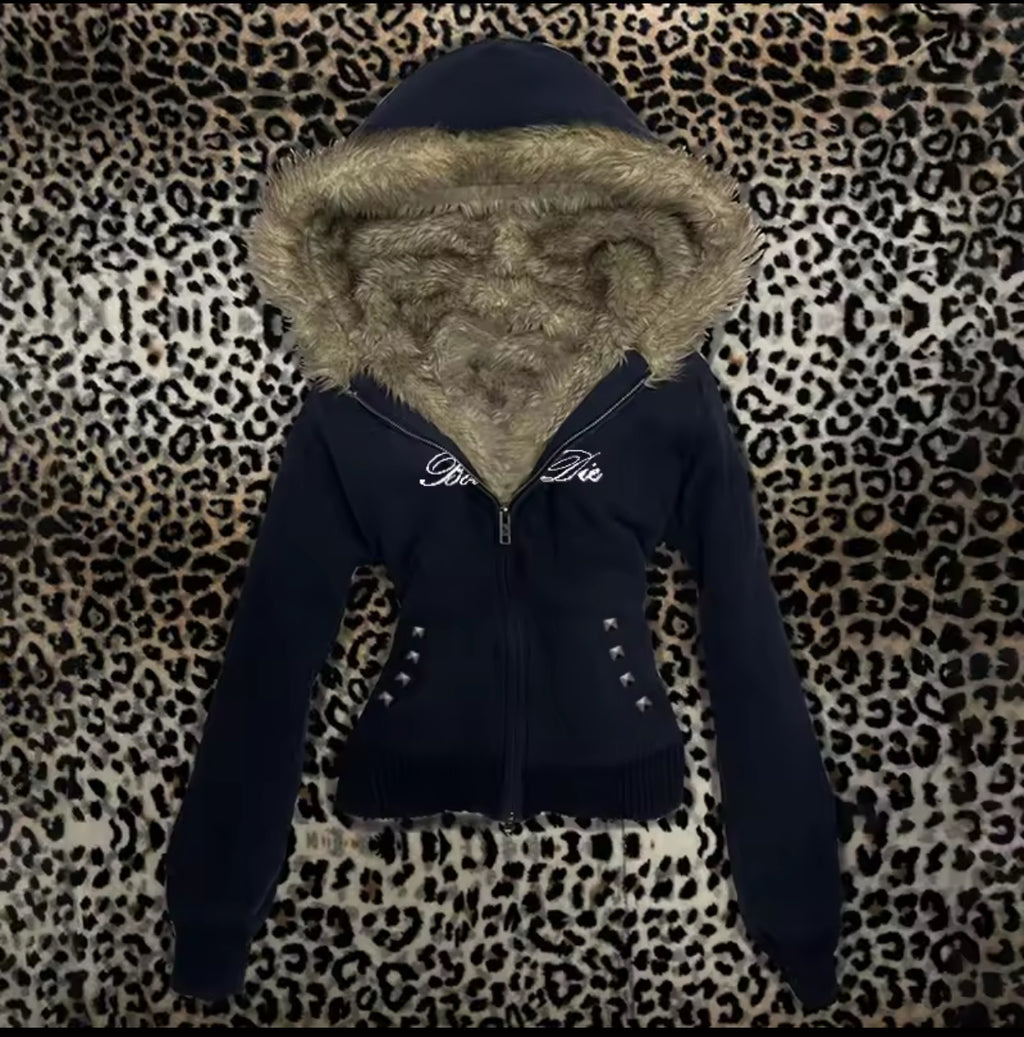 Born To Die Black Fur Jacket