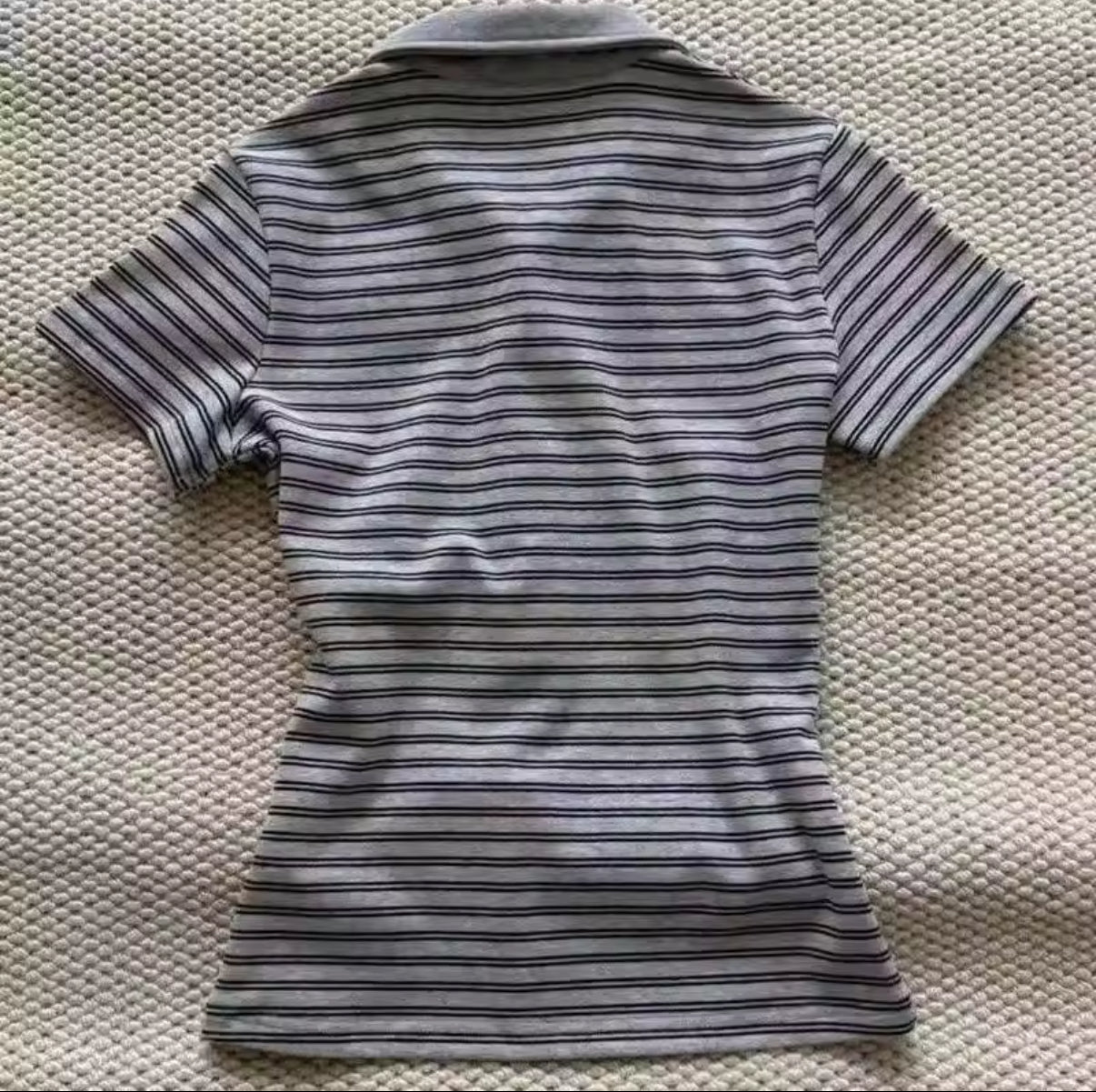 Deeptown Vintage Striped Polo Shirts Women Retro 90s Preppy Style Short Sleeve T-shirts Casual Basic