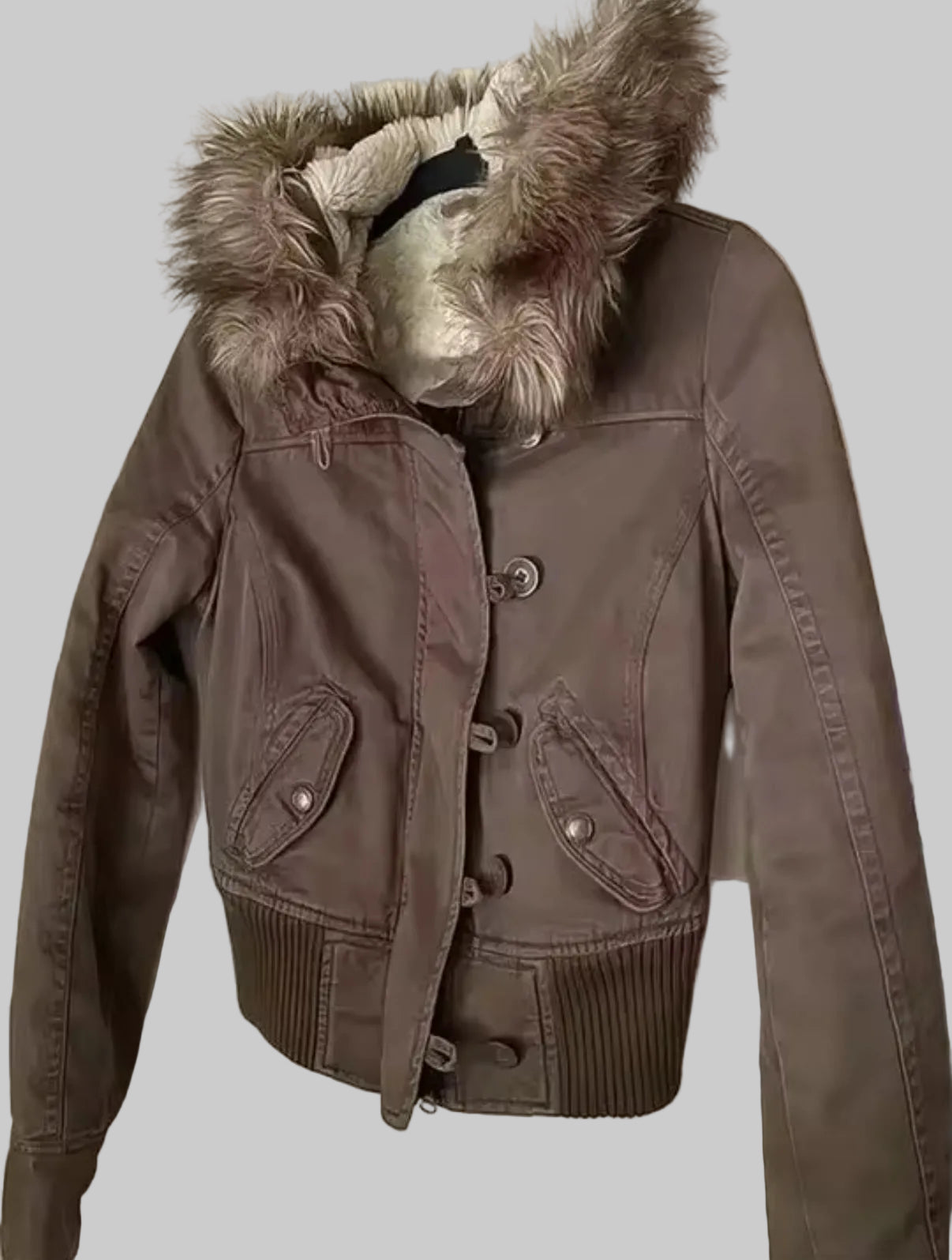 Vintage Faux Fur Hooded Jacket